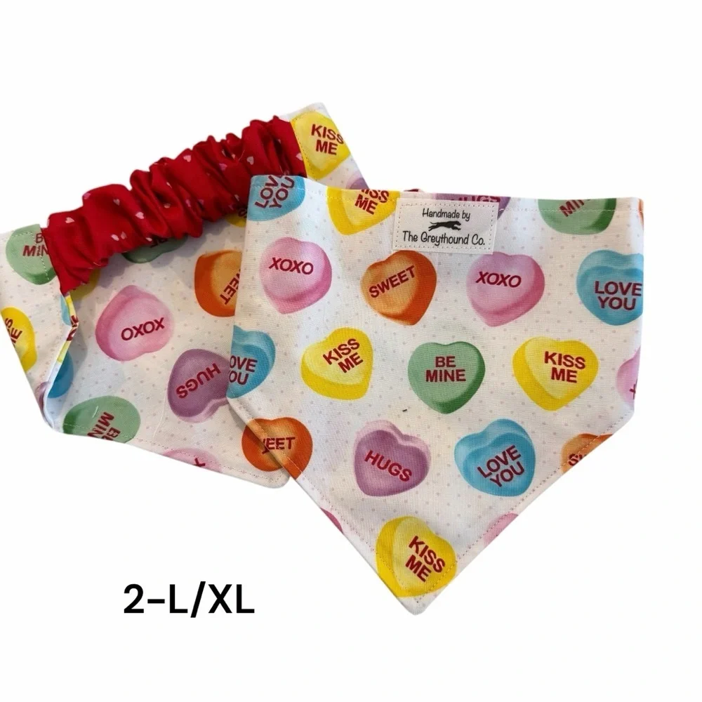 Handmade Sweetheart Dog Bandana - Red and Multicolor